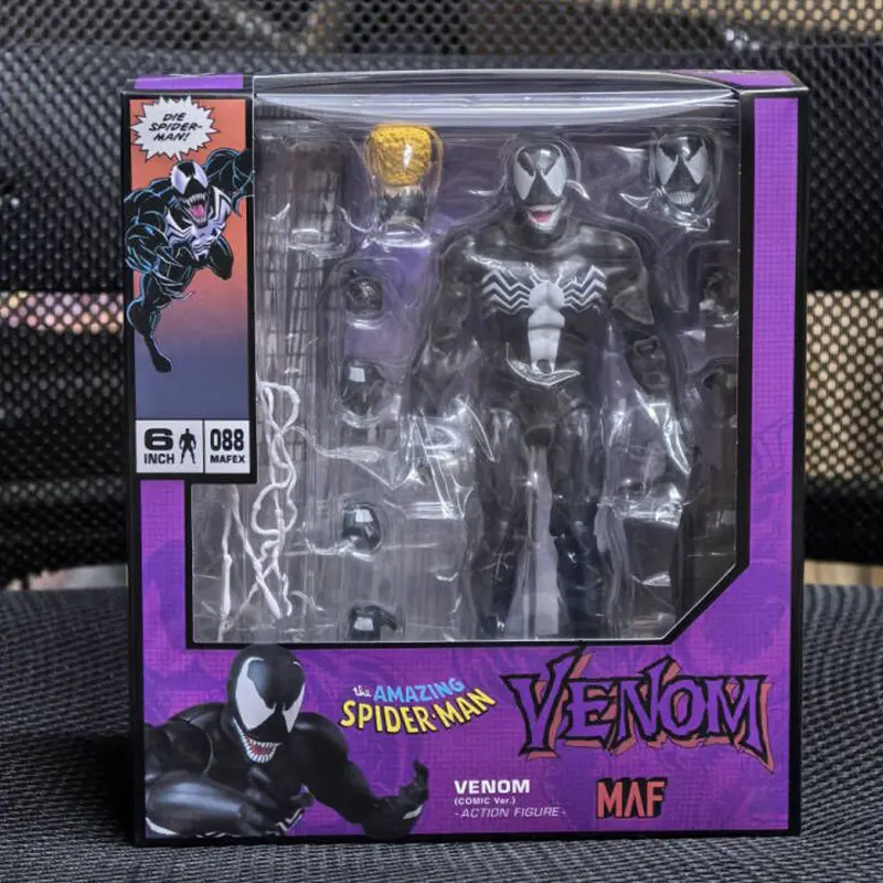 Mafex 088 Venom Action Figure Spider-Man Venom Carnage Change Face Statue Joint Movable Collection Model Toys Kids Gift