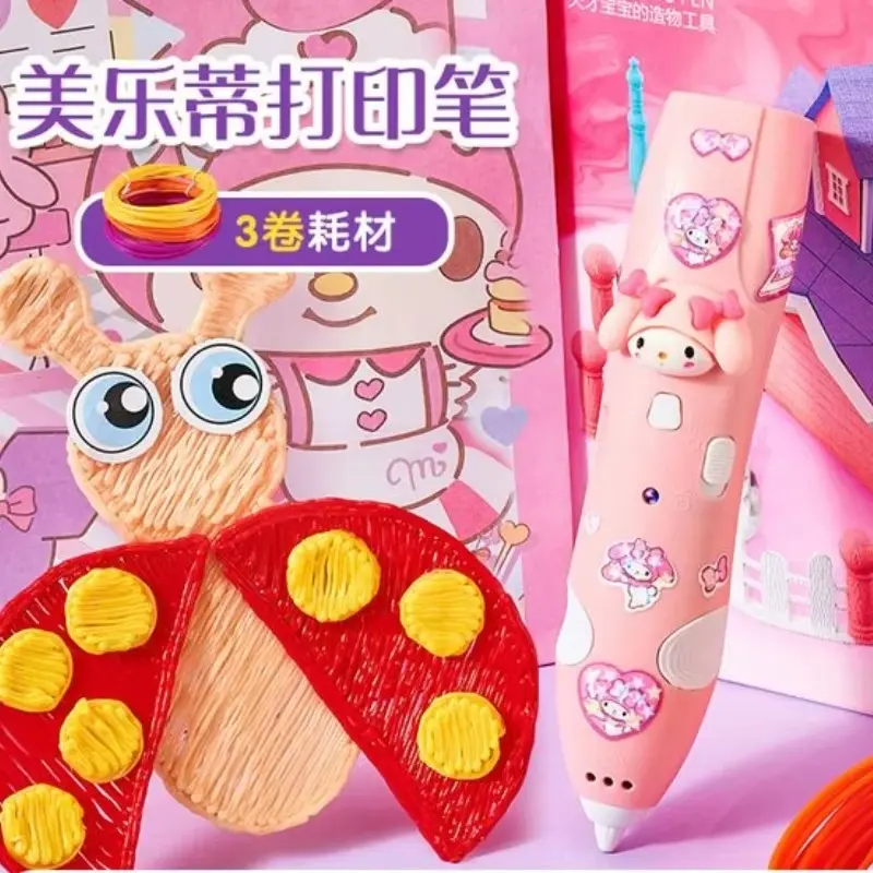 In Stock Sanrio Melody Kuromi 3D Three-Dimensional Printing Pen Low-Temperature Brush Toy Multi-Functional Painting Pen Gifts