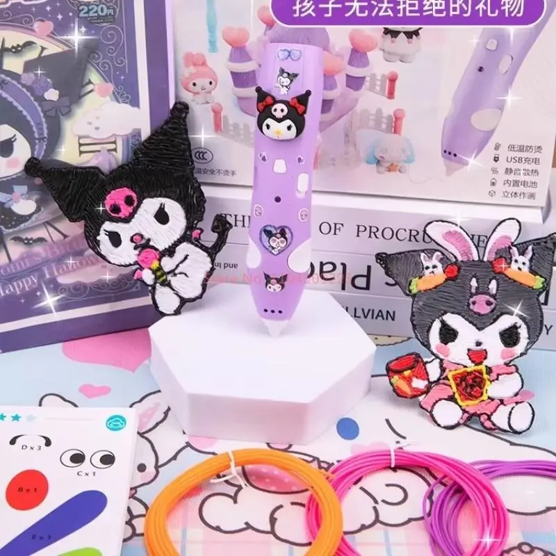 In Stock Sanrio Melody Kuromi 3D Three-Dimensional Printing Pen Low-Temperature Brush Toy Multi-Functional Painting Pen Gifts