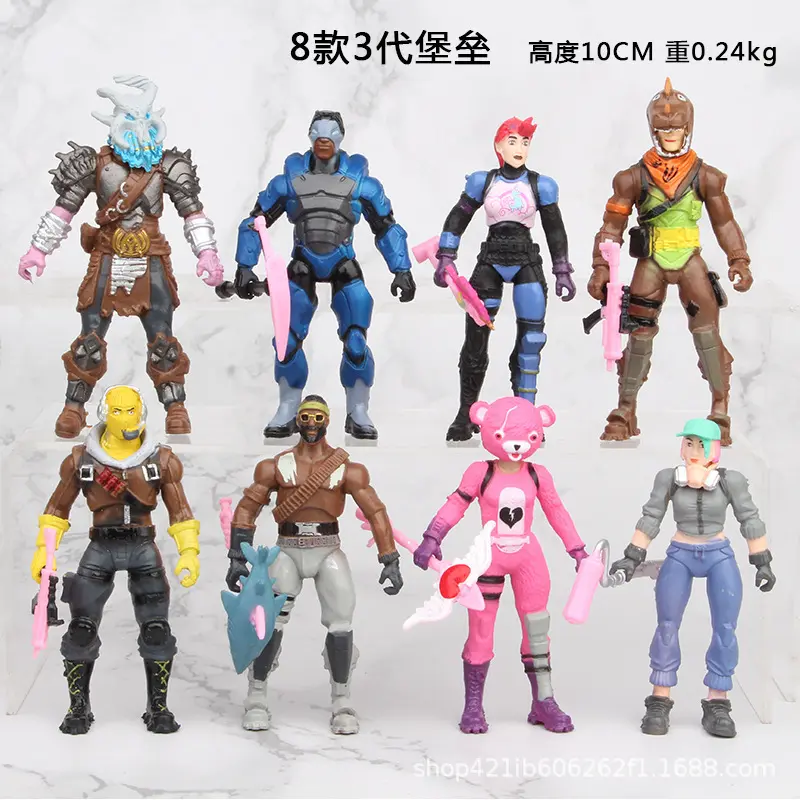 8Pcs/Set Fortnite Pvc Action Figure GK Model Game Fornite Toy Collectible Ornament Doll with Weapon Kids Birthday Xmas Gift