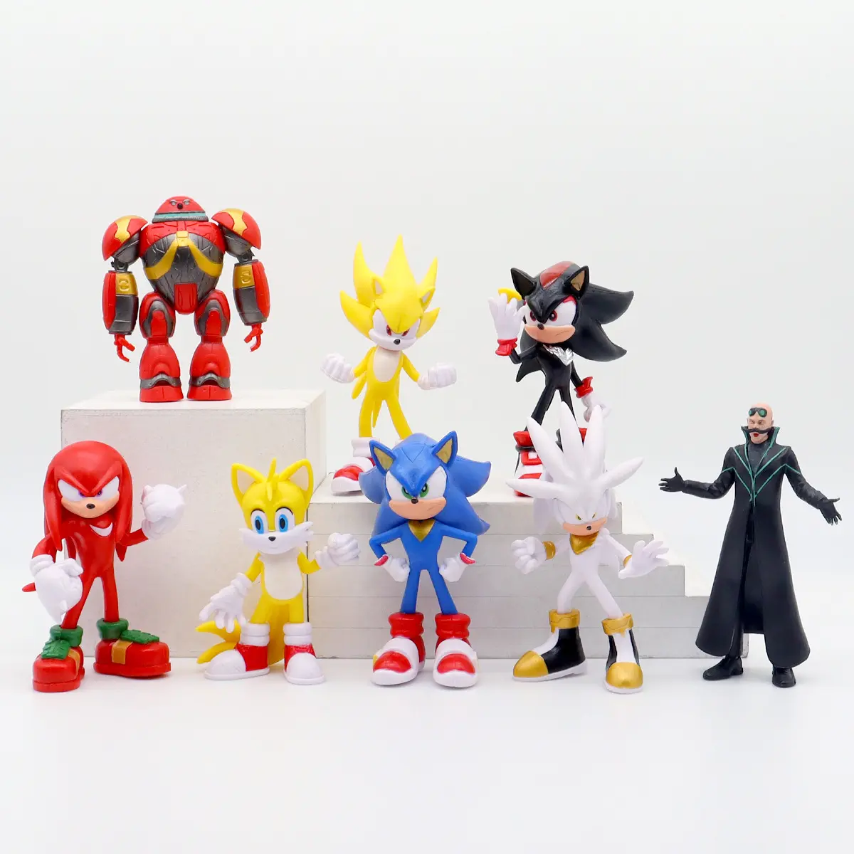 12Pcs/Set Cute Sonic  Character Toy Hedgehog Shadow Tail Anime Figure Model Dolls Children Animal Toy Birthday Gift
