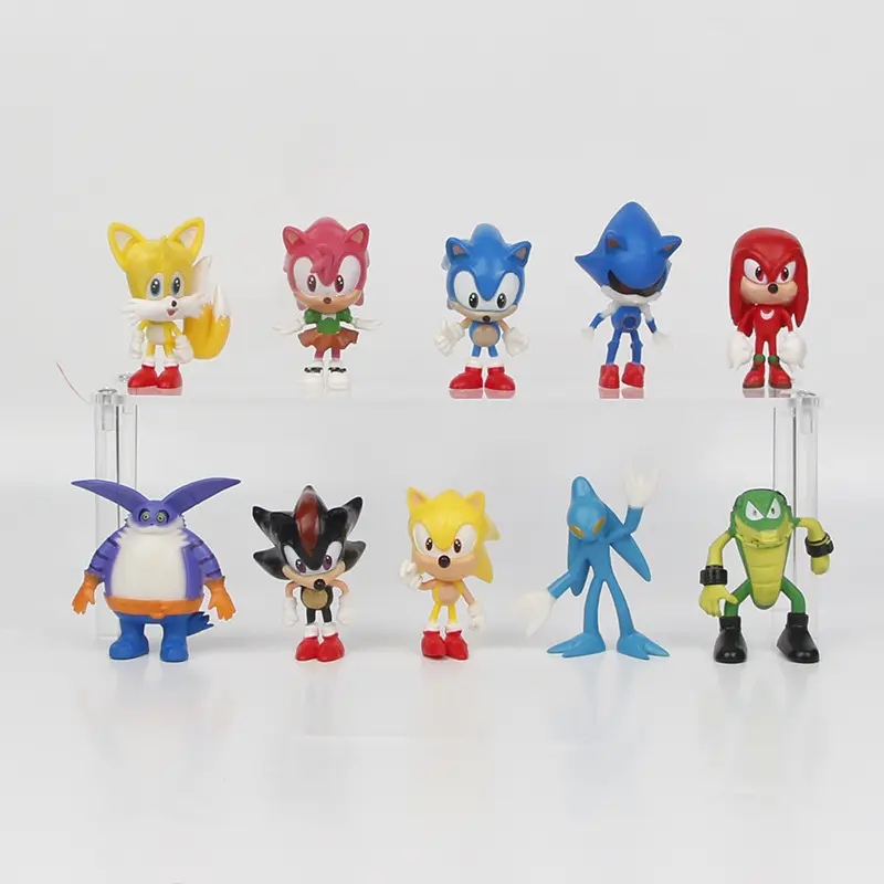 12Pcs/Set Cute Sonic  Character Toy Hedgehog Shadow Tail Anime Figure Model Dolls Children Animal Toy Birthday Gift