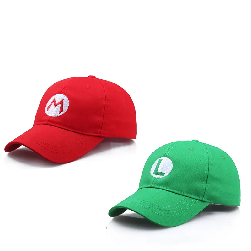 Super Mario Baseball Cap Embroidery Logo Visor Mario Brothers Cartoon Anime Game Character Cap Cosplay Hat Birthday Gifts