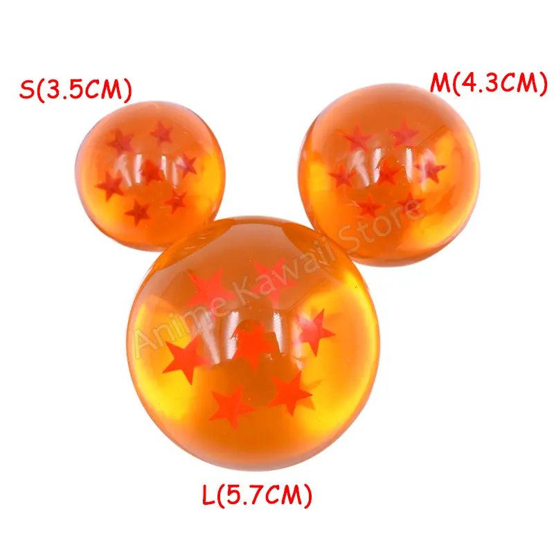 7pcs/set Dragon Ball Z Figure 1-7 Stars Crystal Balls 3.5cm 4.5cm 5.7cm Ball Box Packaged Complete Set Ball Toys Halloween Gifts