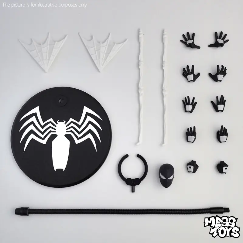IN STOCK  Mess Toys Black Spiderman Action Figure Anime Spider Red Black Suit Neighbor Symbiote Scarlet Spider Ct Toys Gift Toy