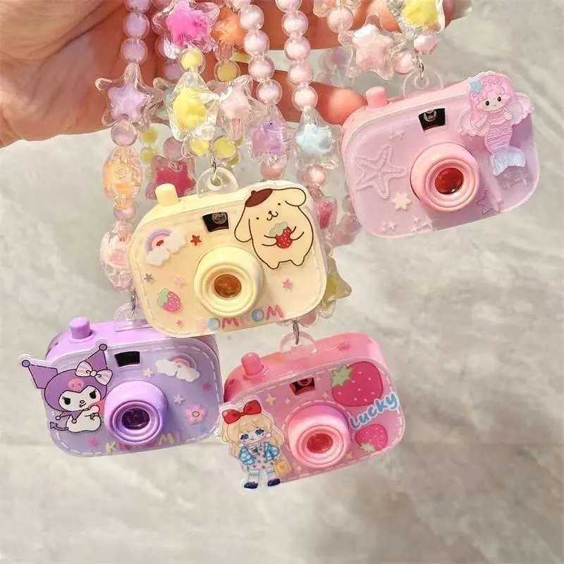Cartoon cartoon character kuromi children projection camera beaded necklace jewelry little girl cute glowing toy birthday gift