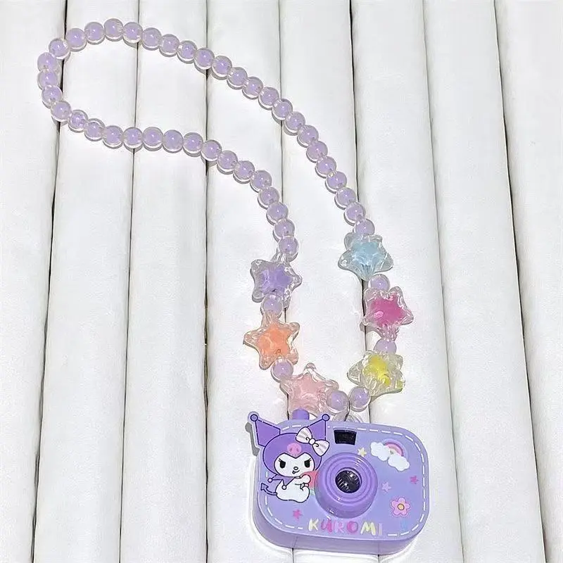 Cartoon cartoon character kuromi children projection camera beaded necklace jewelry little girl cute glowing toy birthday gift