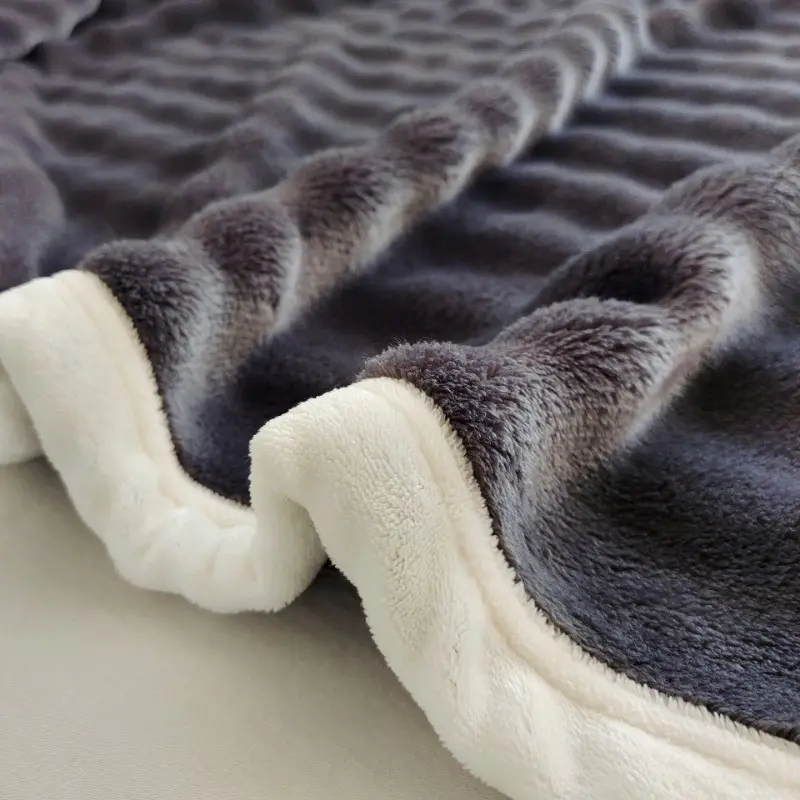 Solid Color, Simple Flannel, Rabbit Fur Blanket, Nap Cover Thick Sofa Blanket Coral Fleece Blanket, Edge Wrapped, Dirt Resistant