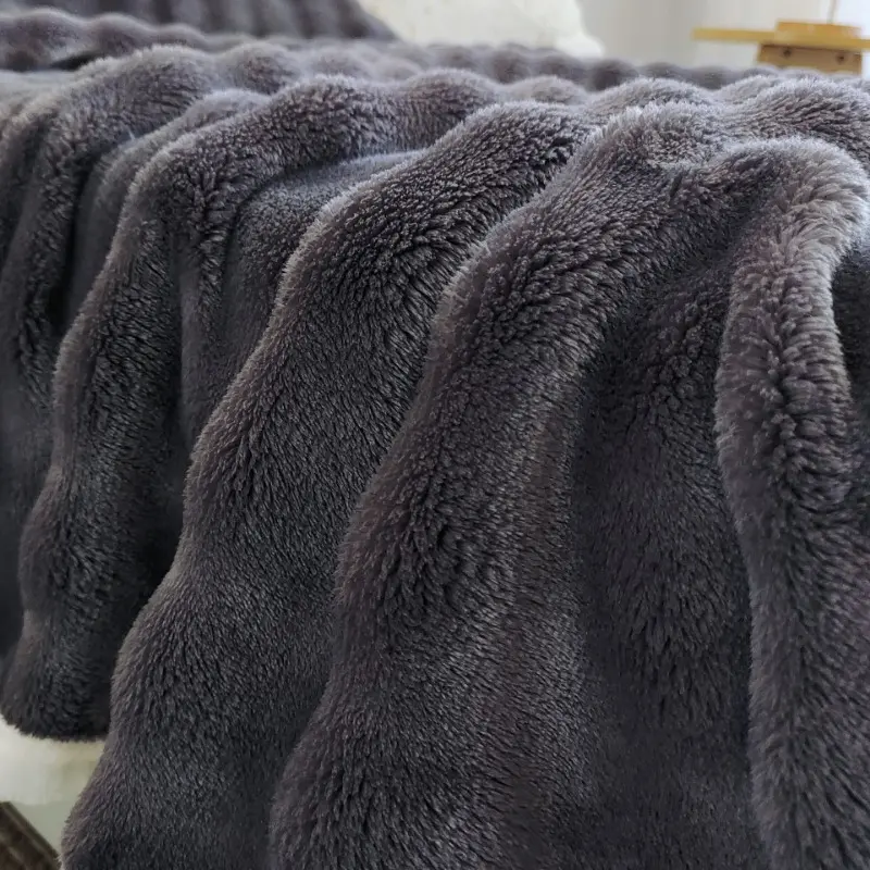 Solid Color, Simple Flannel, Rabbit Fur Blanket, Nap Cover Thick Sofa Blanket Coral Fleece Blanket, Edge Wrapped, Dirt Resistant