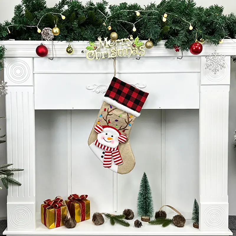 Christmas Stocking for Dogs Cats Pet Paw or Large Bone Shape Christmas Stockings Xmas Decorations Fireplace Hanging Stockings