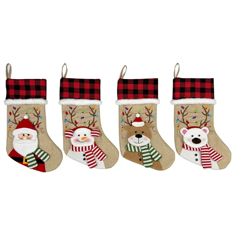 Christmas Stocking for Dogs Cats Pet Paw or Large Bone Shape Christmas Stockings Xmas Decorations Fireplace Hanging Stockings