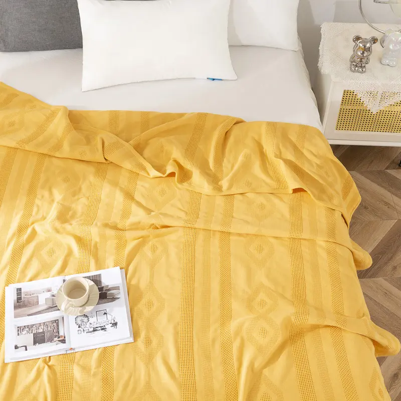 Single Layer Diamond Patterned Towel Blanket Made of Pure Cotton Gauze, Children's Pure Cotton Gauze, Bath Towel, Towel Blanket