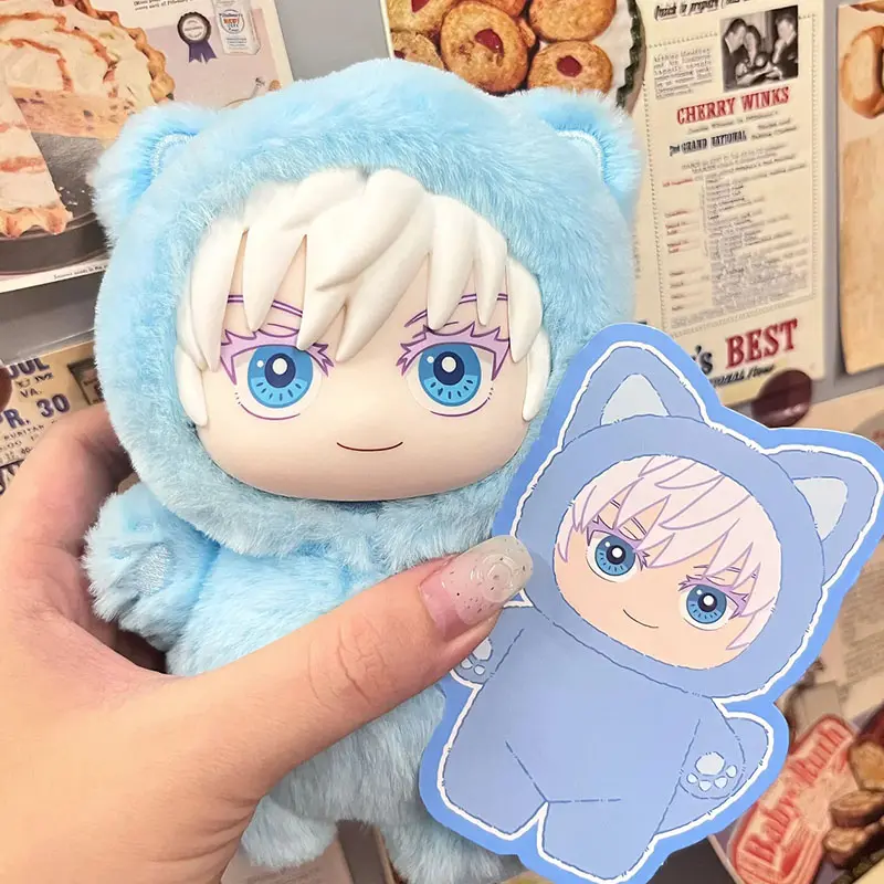 In Stock Genuine Jujutsu Kaisen Eaki Kaigyoku Cat Park Party Gojo Satoru Doll Box Plush Keychain Charm Desk Decor Gifts Toys