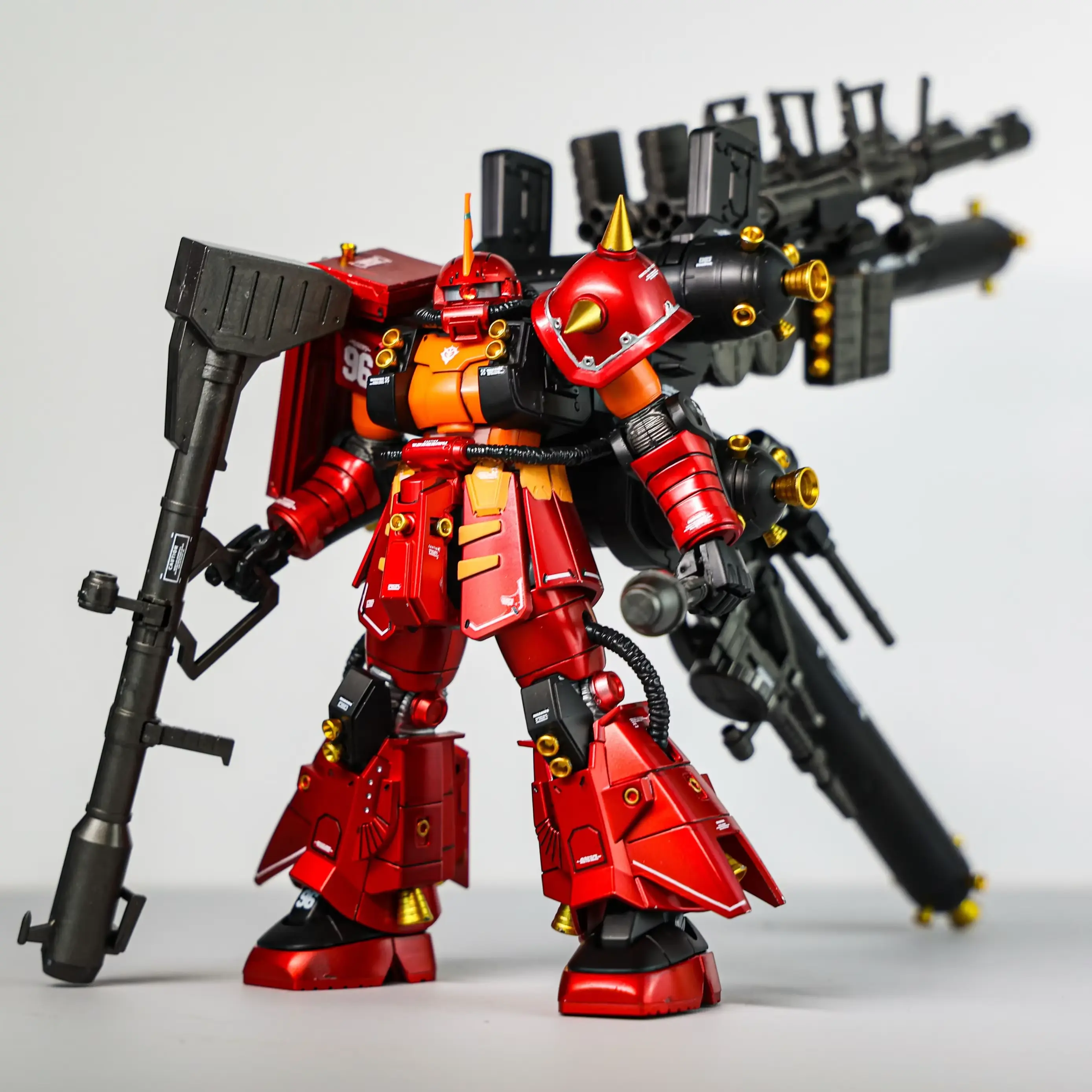 Hg 1/144psycho Zaku Full Metal Spray Pain Metal Mechanics Assembly Model Kit Action Figure Collectible Gift Toy