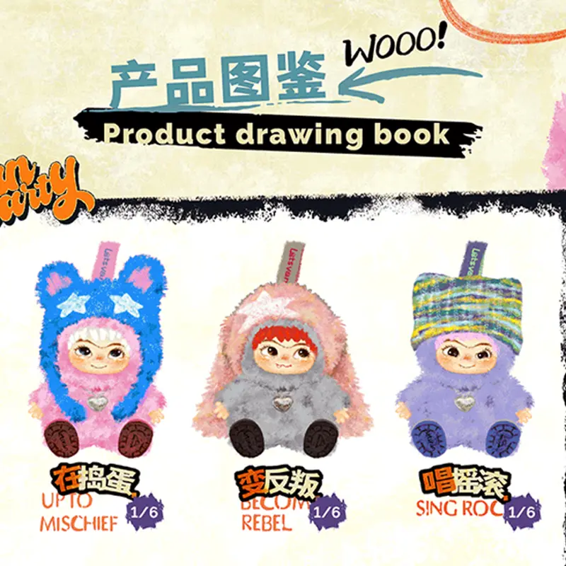 Miniso Miniso Wakuku Maomao Trendy Series Blind Box Handmade Ornament Plush Gift Surprise Blind Box Happy Toy Birthday Gift