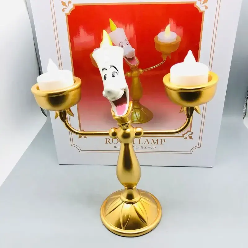 New Disney Beauty And The Beast Action Figures Cogsworth Mr Clock Lumiere Candle Lamp Statue Figure Home Decoration Model Gift