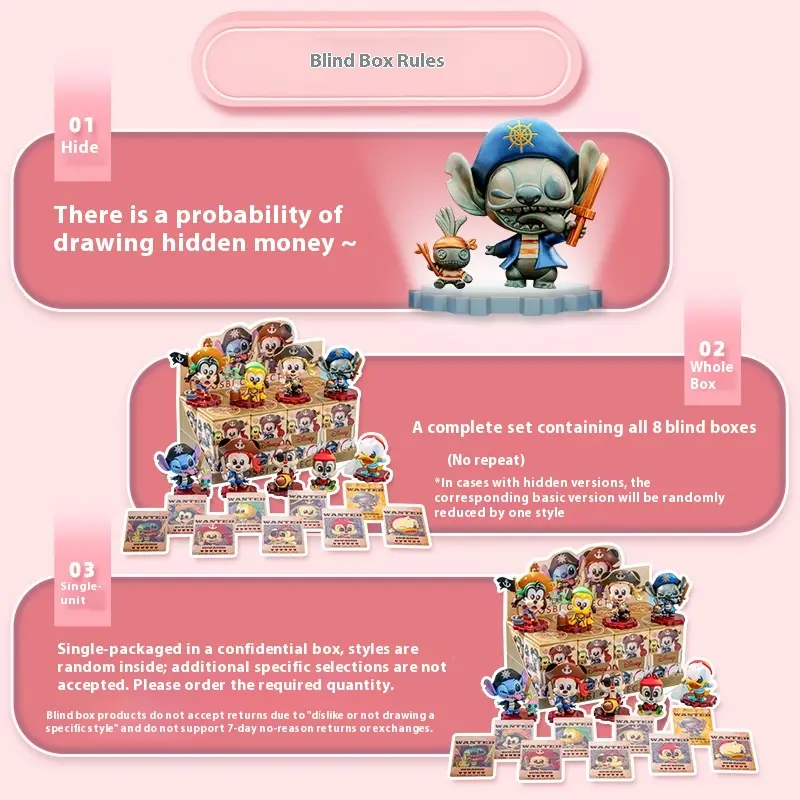 Disney Hot Toys Genuine Mickey Mouse & Friends (Pirate Version) Mini Figure Blind Box Cosbi Series Collectible Edition Toys
