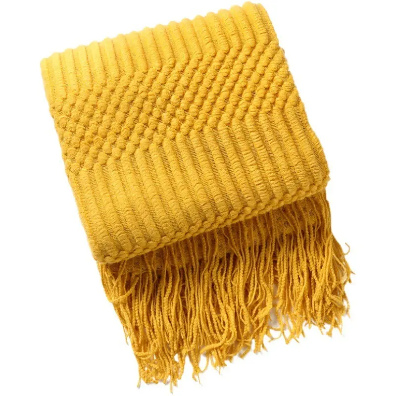 Solid 3D Plaid Knitted Blanket  Color Embossed Blanket Nordic Decorative Blanket for Sofa Bed Throw Chunky Knit Throw Blankets