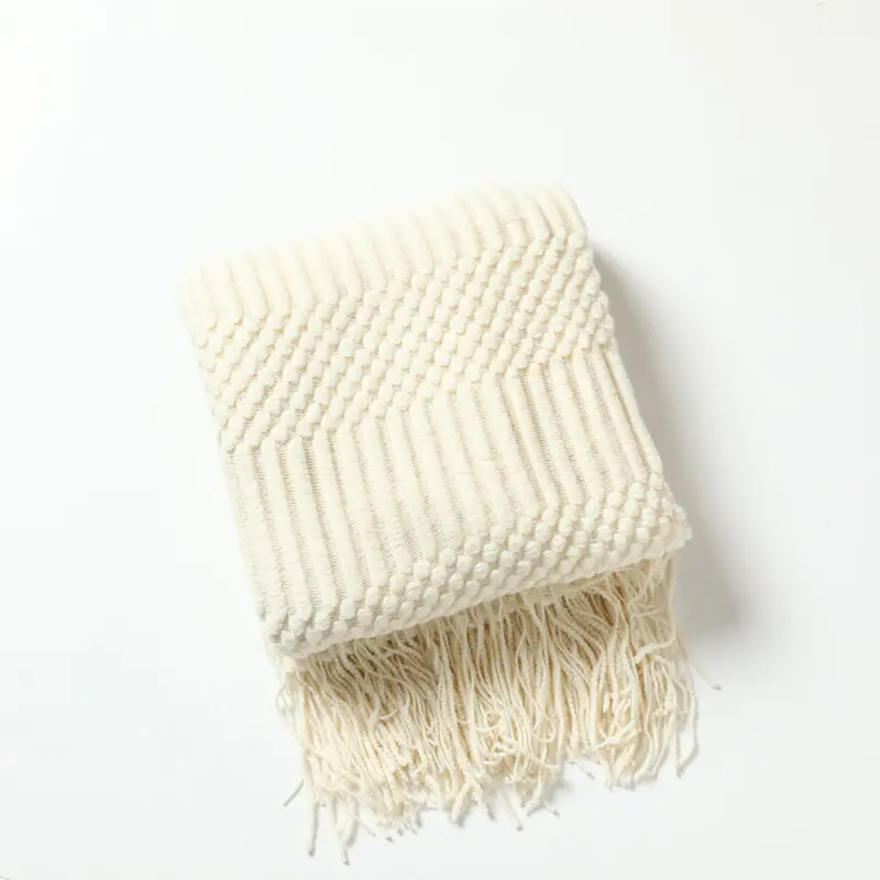 Solid 3D Plaid Knitted Blanket  Color Embossed Blanket Nordic Decorative Blanket for Sofa Bed Throw Chunky Knit Throw Blankets