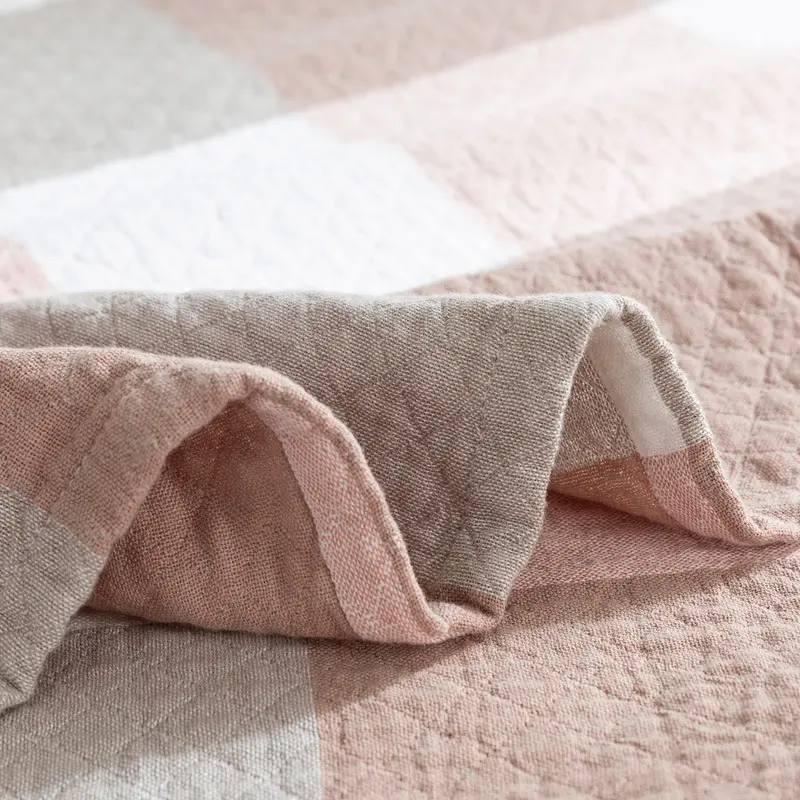 Japanese Style Minimalist Large Grid Towel with Three Layers of Washed Cotton Adult Blanket, Thin Children's and Baby Blanket