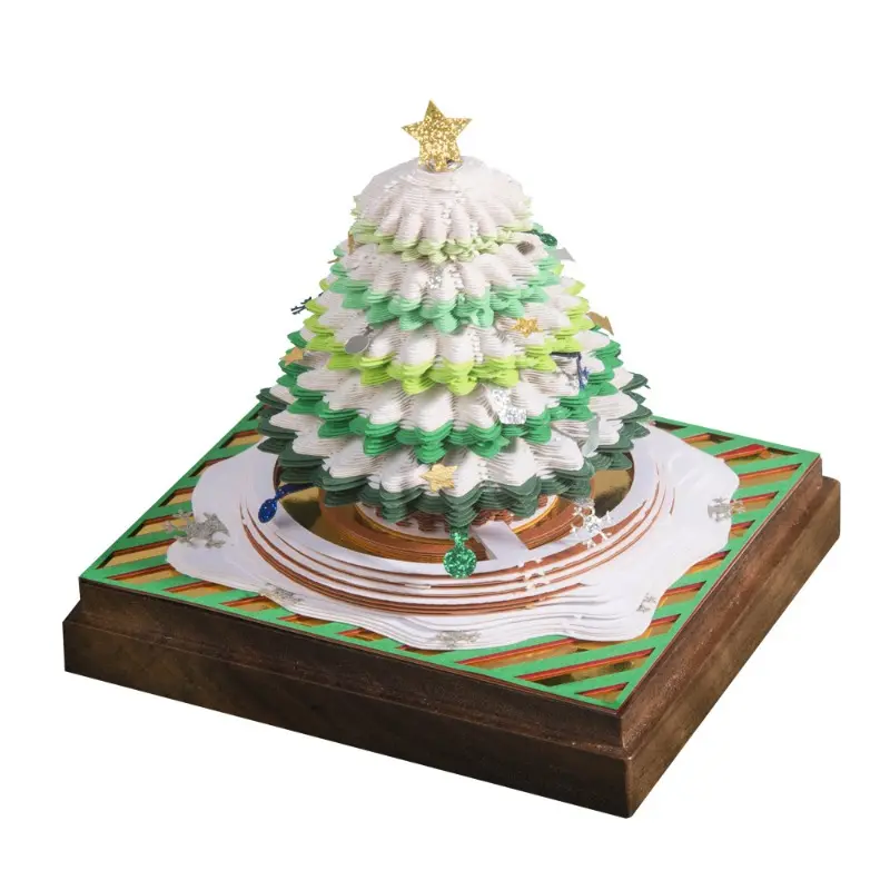 3D Christmas Tree 2025 Calendar Memo Pad Non-Sticky Note Pad Home Desktop Decor Holiday Birthday Gifts Art Paper Sculpture