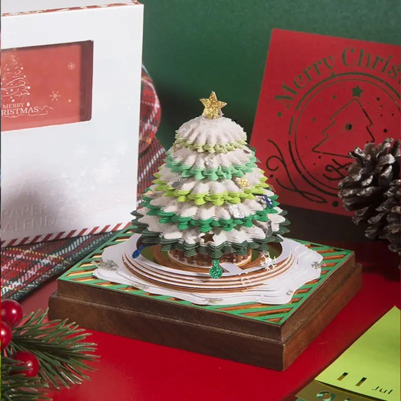 3D Christmas Tree 2025 Calendar Memo Pad Non-Sticky Note Pad Home Desktop Decor Holiday Birthday Gifts Art Paper Sculpture