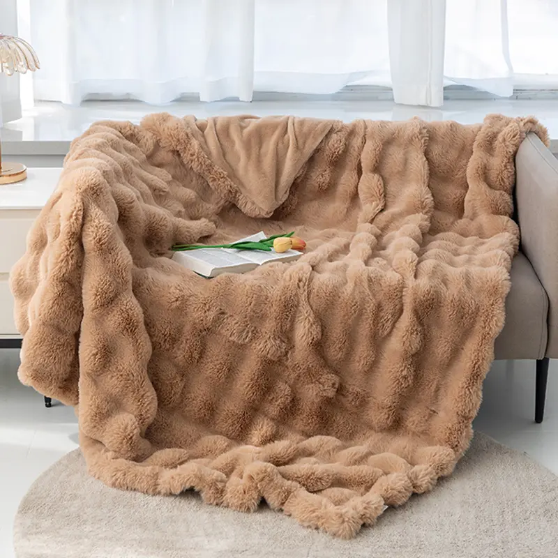 Winter Warm Faux Fur Blankets for Beds Luxury Super Soft Plush Blanket Sofa Cover Fluffy Throw Blanket Bedroom Couch Pillow Case