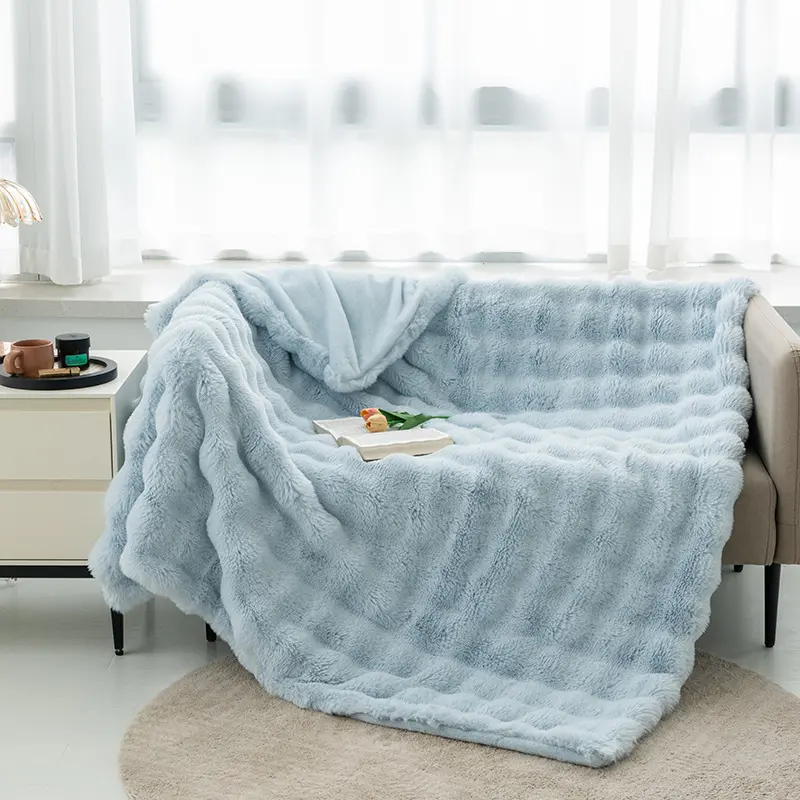 Winter Warm Faux Fur Blankets for Beds Luxury Super Soft Plush Blanket Sofa Cover Fluffy Throw Blanket Bedroom Couch Pillow Case