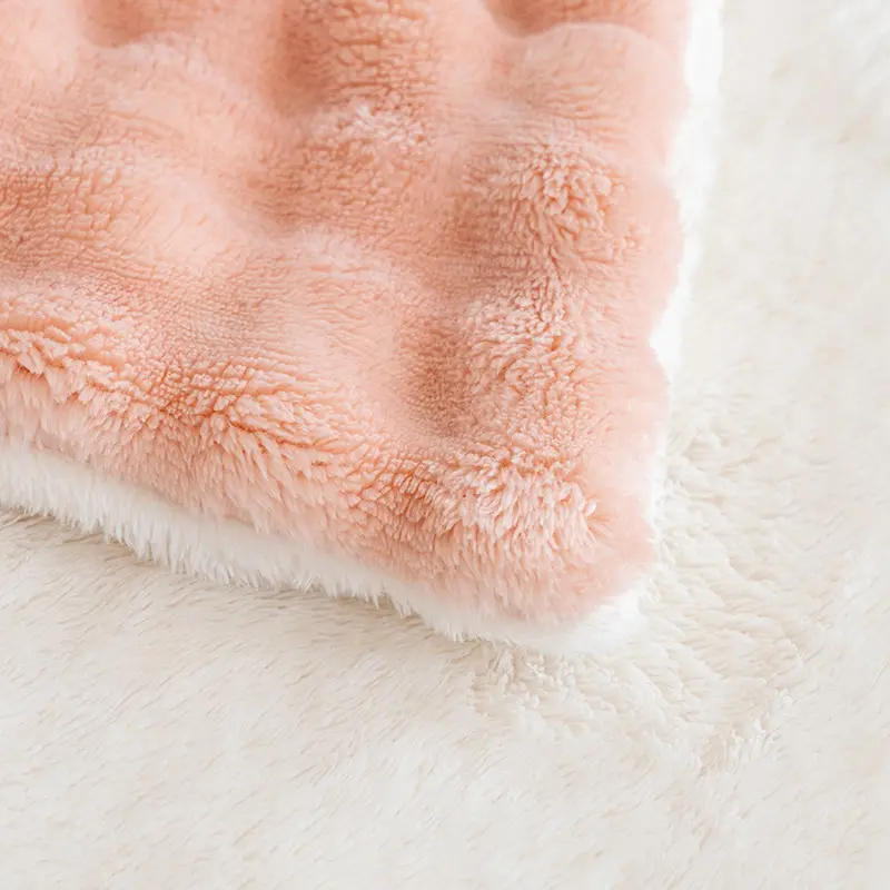 Solid Color Flannel Blanket Double-layer Thickened Bedding Blanket Sofa Office Throw Blanket Winter Warm Blanket Bedspread