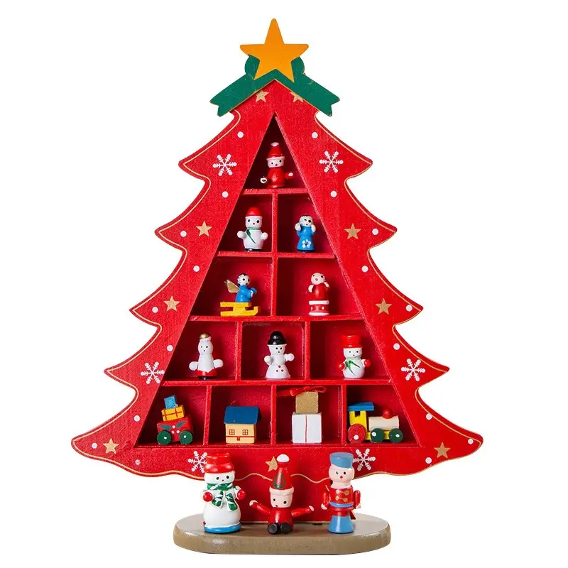Mini Wood Christmas Tree Decoration Gift Cute Home Desktop Office Decor Party DIY Gift New Year Children Present