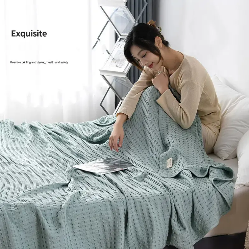 A-class Cotton Towel, Waffle Air Conditioning Blanket, Pure Cotton Blanket Double Blanket, Nap Blanket, Air Conditioning Blanket