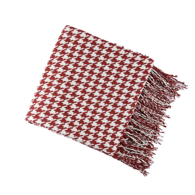 Modern Simple Throw Blanket Black and White Houndstooth Decor Sofa Blanket Homestay Hotel Bed Towel Bed Flag Soft Scarf Tassel