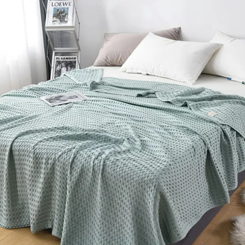 A-class Cotton Towel, Waffle Air Conditioning Blanket, Pure Cotton Blanket Double Blanket, Nap Blanket, Air Conditioning Blanket