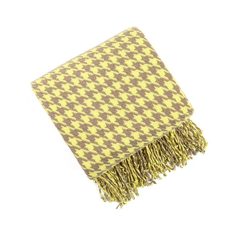 Modern Simple Throw Blanket Black and White Houndstooth Decor Sofa Blanket Homestay Hotel Bed Towel Bed Flag Soft Scarf Tassel