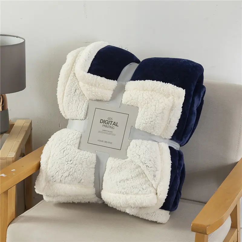 Soft Winter Autumn Double Layers Solid Color Blanket Thickened Warm Sofa Cover Breathable Bedspreads Travel Camping Nap Quilt