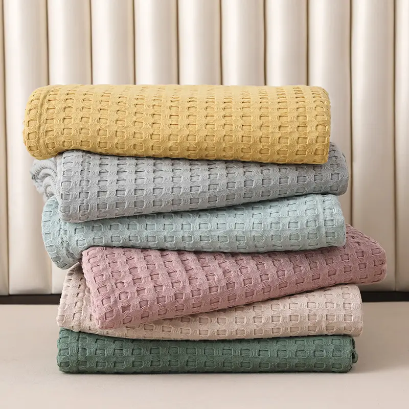 A-class Cotton Towel, Waffle Air Conditioning Blanket, Pure Cotton Blanket Double Blanket, Nap Blanket, Air Conditioning Blanket