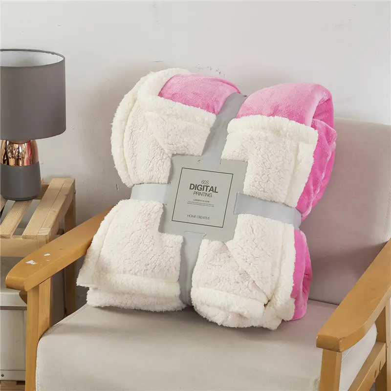 Soft Winter Autumn Double Layers Solid Color Blanket Thickened Warm Sofa Cover Breathable Bedspreads Travel Camping Nap Quilt
