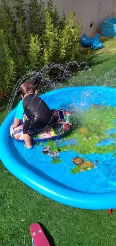PVC Inflatable Water Spray Pad, Courtyard Water Play Pad, Rainbow Pattern Water Sports Mat Kids Play Game Water Mat