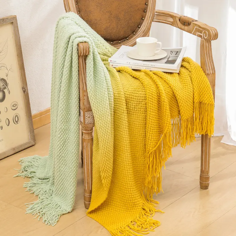 Nordic Tassel Knitted Blanket Solid Fringe Blanket For Bed Travel Sofa Shawl Throw Large Size Soft And Cozy Blanket Home Decor