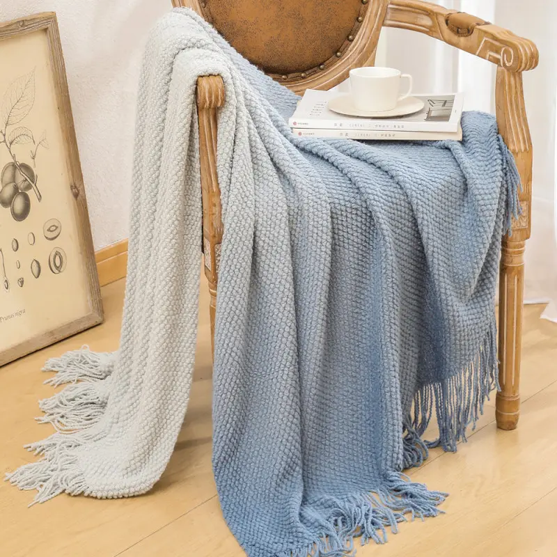 Nordic Tassel Knitted Blanket Solid Fringe Blanket For Bed Travel Sofa Shawl Throw Large Size Soft And Cozy Blanket Home Decor