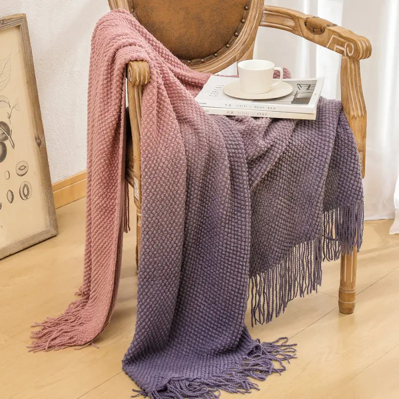 Nordic Tassel Knitted Blanket Solid Fringe Blanket For Bed Travel Sofa Shawl Throw Large Size Soft And Cozy Blanket Home Decor