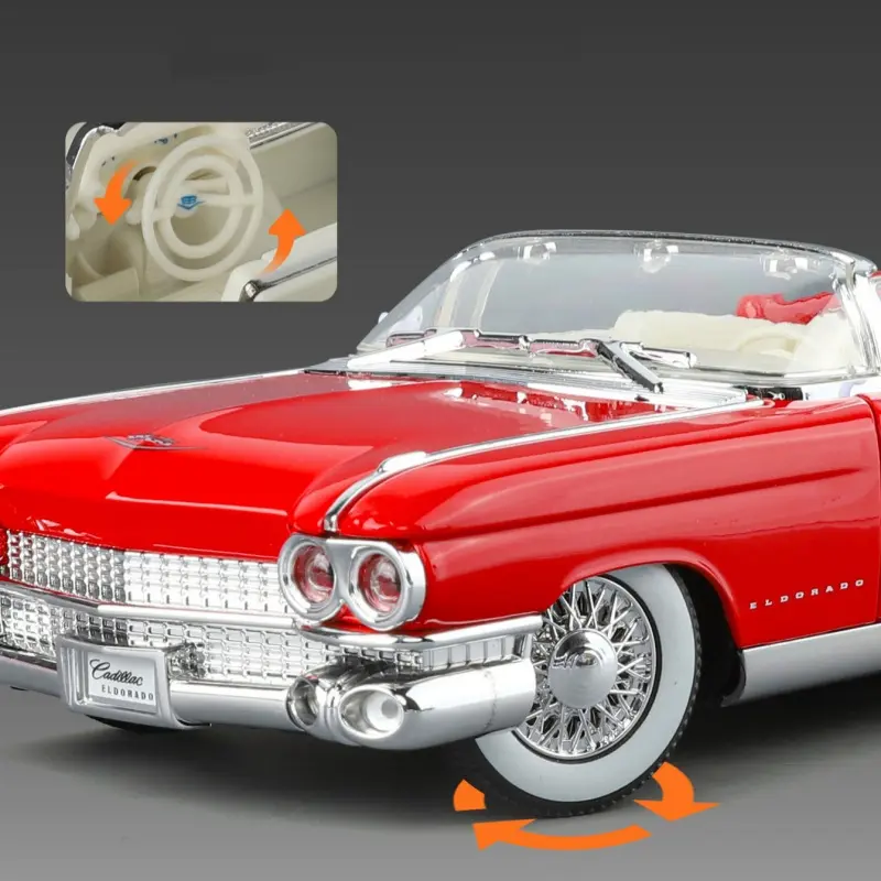1:24 Cadillac Eldorado Biarritz Alloy Miniature Car Model Diecast Metal Scale Model Car Sound＆Light Kids Toy Car Vehicles Gift