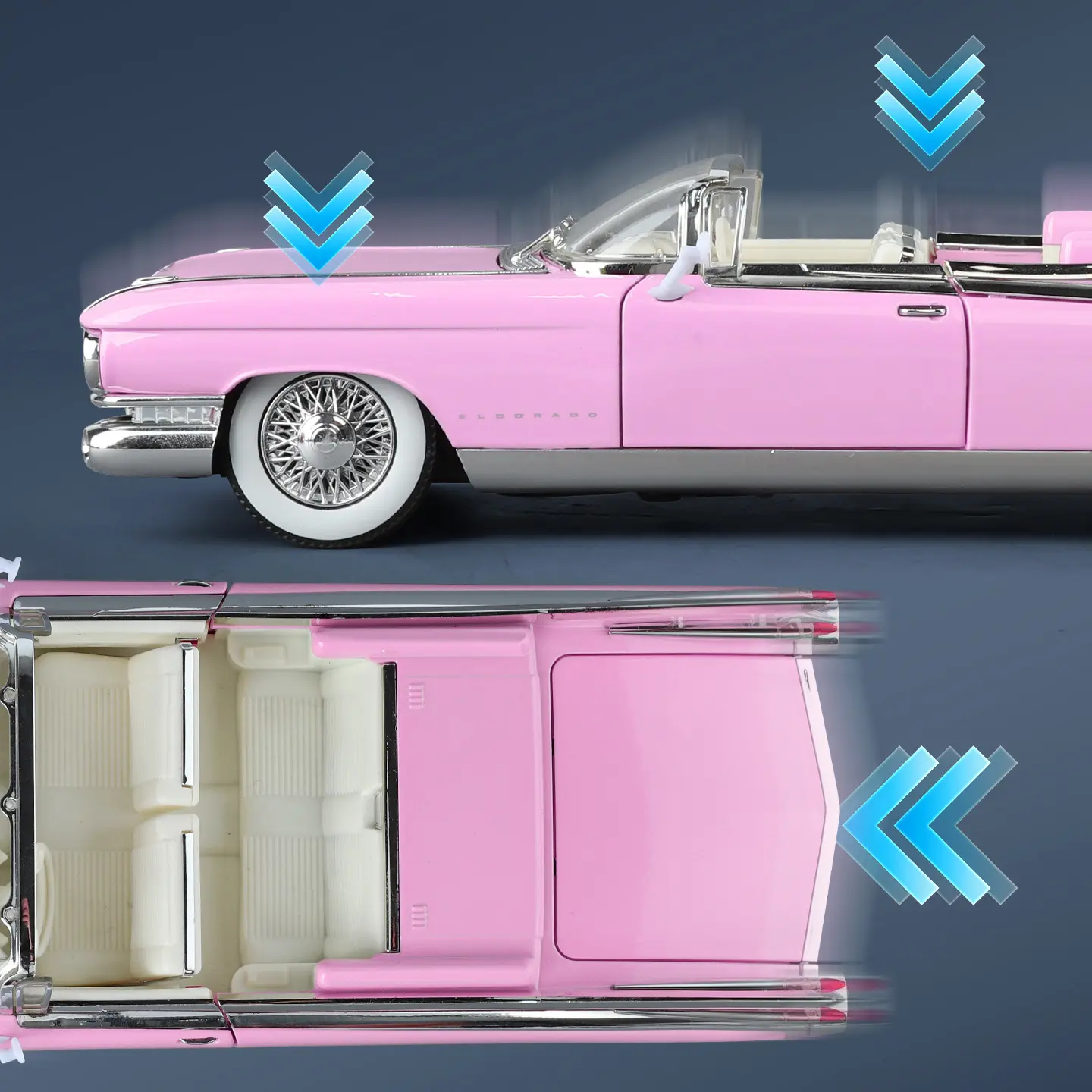 1:24 Cadillac Eldorado Biarritz Alloy Miniature Car Model Diecast Metal Scale Model Car Sound＆Light Kids Toy Car Vehicles Gift
