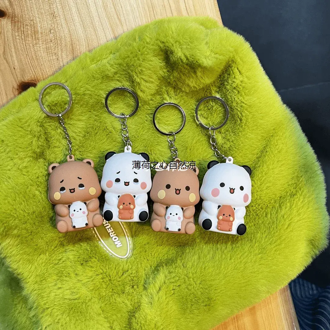 New 2 Pcs Can Say I Love You Bubu And Yier Voice Toys Cute Cartoon Panda Bubu And Dudu Key Chain Backpack Pendant Ornament Gifts