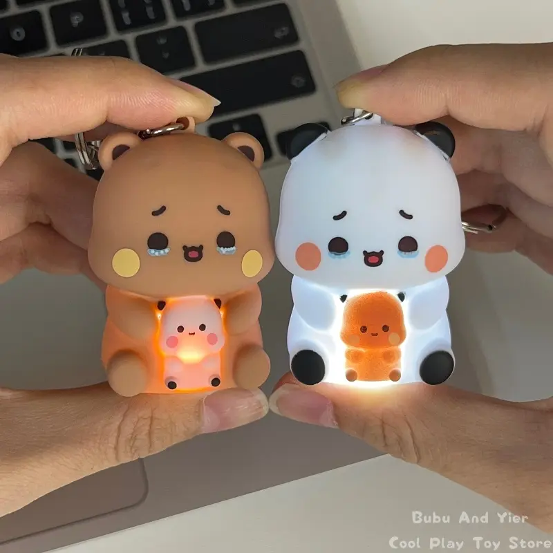 New 2 Pcs Can Say I Love You Bubu And Yier Voice Toys Cute Cartoon Panda Bubu And Dudu Key Chain Backpack Pendant Ornament Gifts