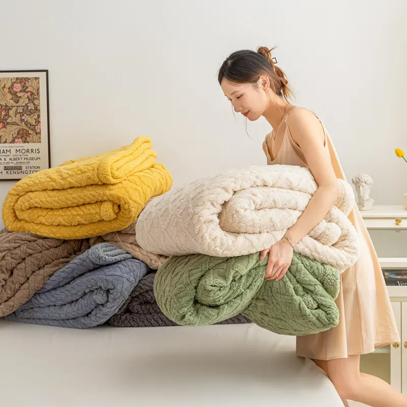 Lamb Fleece Blanket Tafu Fleece Blanket Autumn/Winter Plush Nap Blanket Multi Color Autumn/Winter Cover Blanket Four Seasons