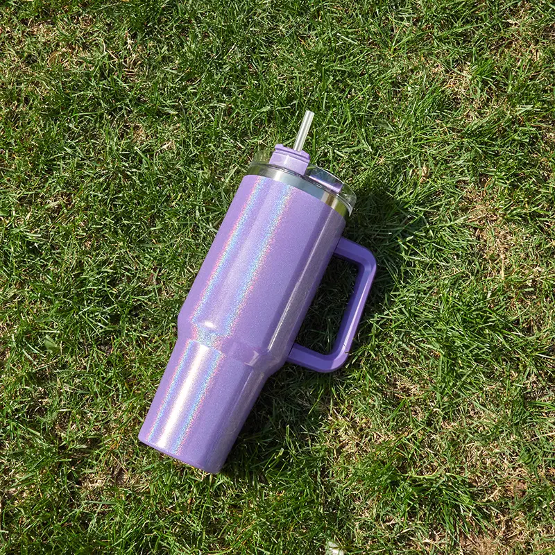 40oz Generation Car Cup Rainbow Paint Ice Cream Cup Stainless Steel Insulated Car Water Cup Portable Large Capacity Handle Cup