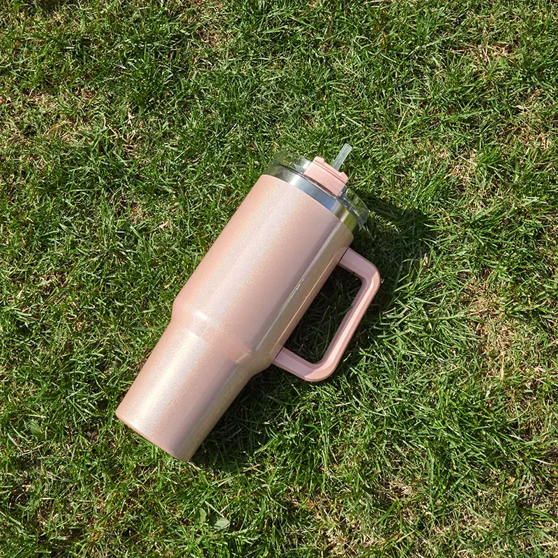 40oz Generation Car Cup Rainbow Paint Ice Cream Cup Stainless Steel Insulated Car Water Cup Portable Large Capacity Handle Cup