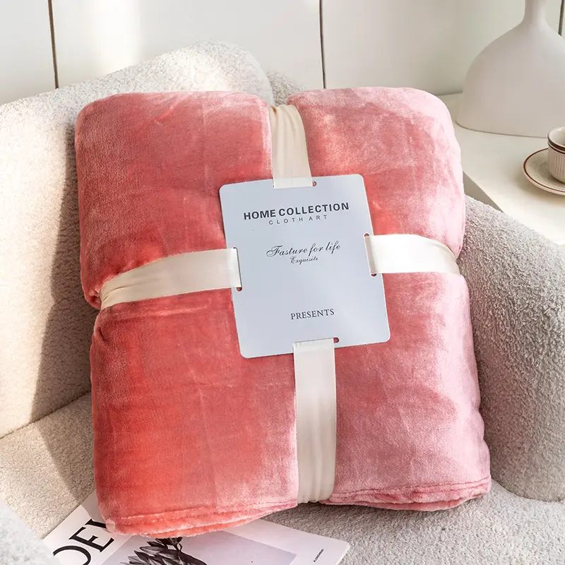 Striped Flannel Blankets For Beds Solid Pink Blue Color Soft Warm Mink Throw Sofa Cover Bedspread Beach Airplane Travel Blankets