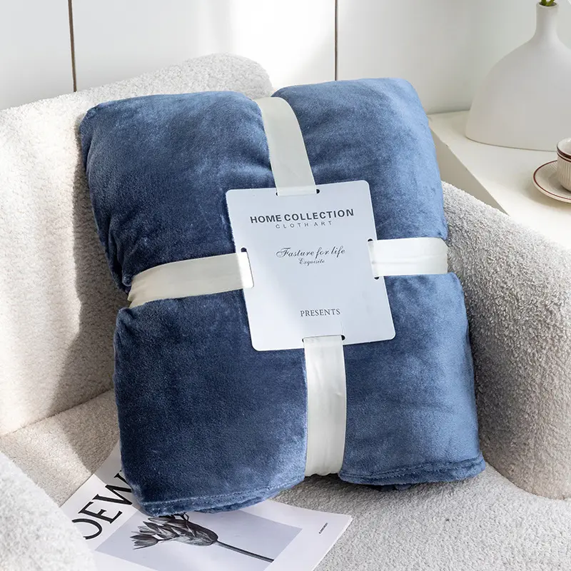 Striped Flannel Blankets For Beds Solid Pink Blue Color Soft Warm Mink Throw Sofa Cover Bedspread Beach Airplane Travel Blankets